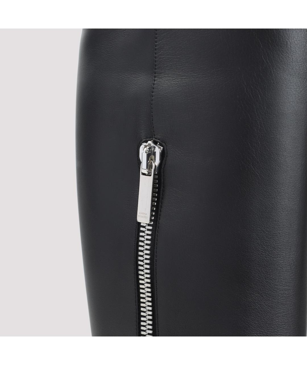 Amina Muaddi Черные кожаные ботинки, фото 4