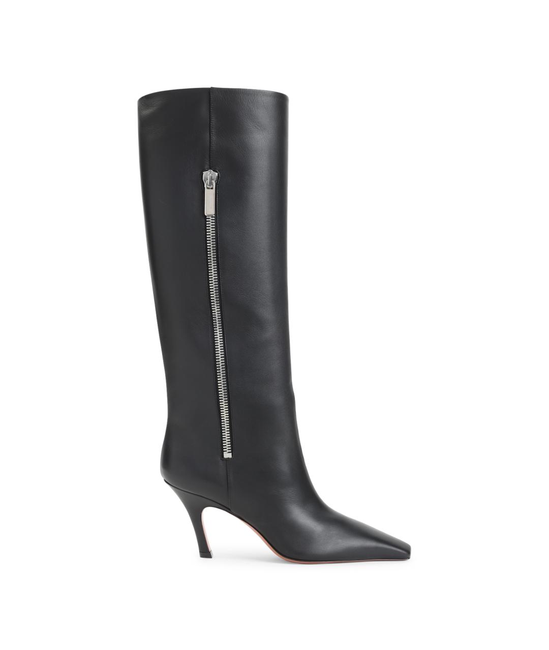 Amina Muaddi Черные кожаные ботинки, фото 1