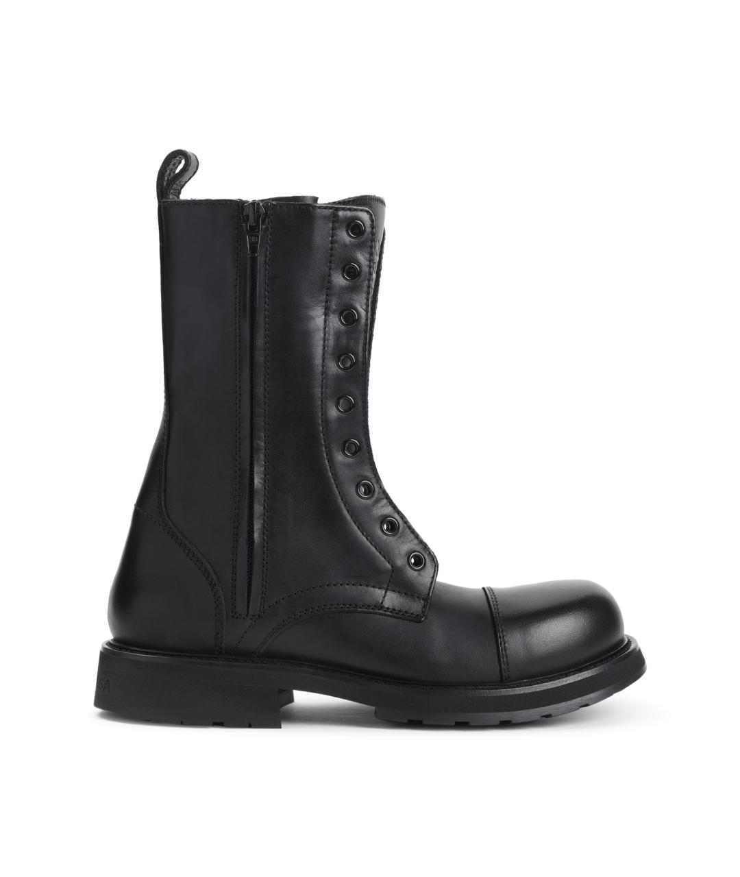 BALENCIAGA Черные кожаные ботинки, фото 1