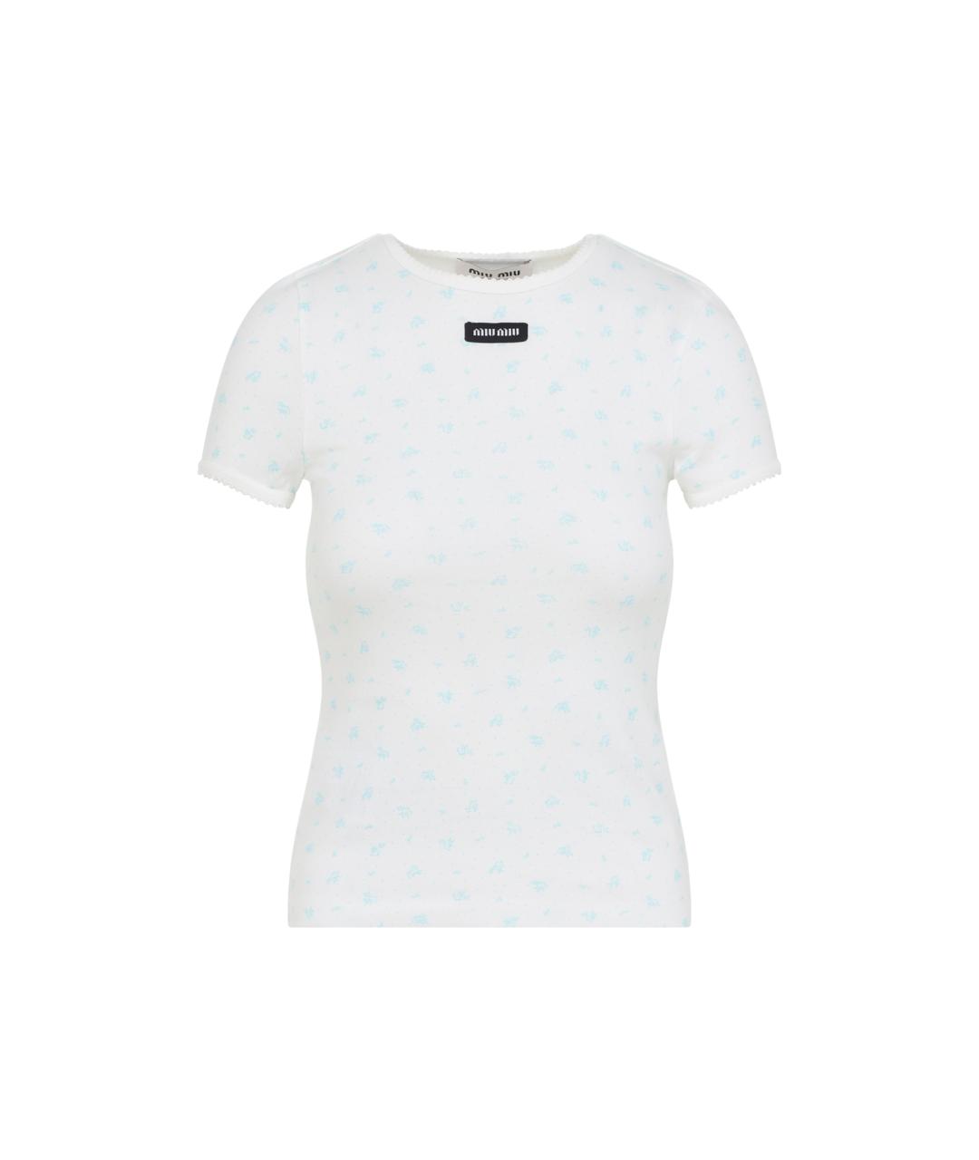 MIU MIU Белая хлопковая футболка, фото 1