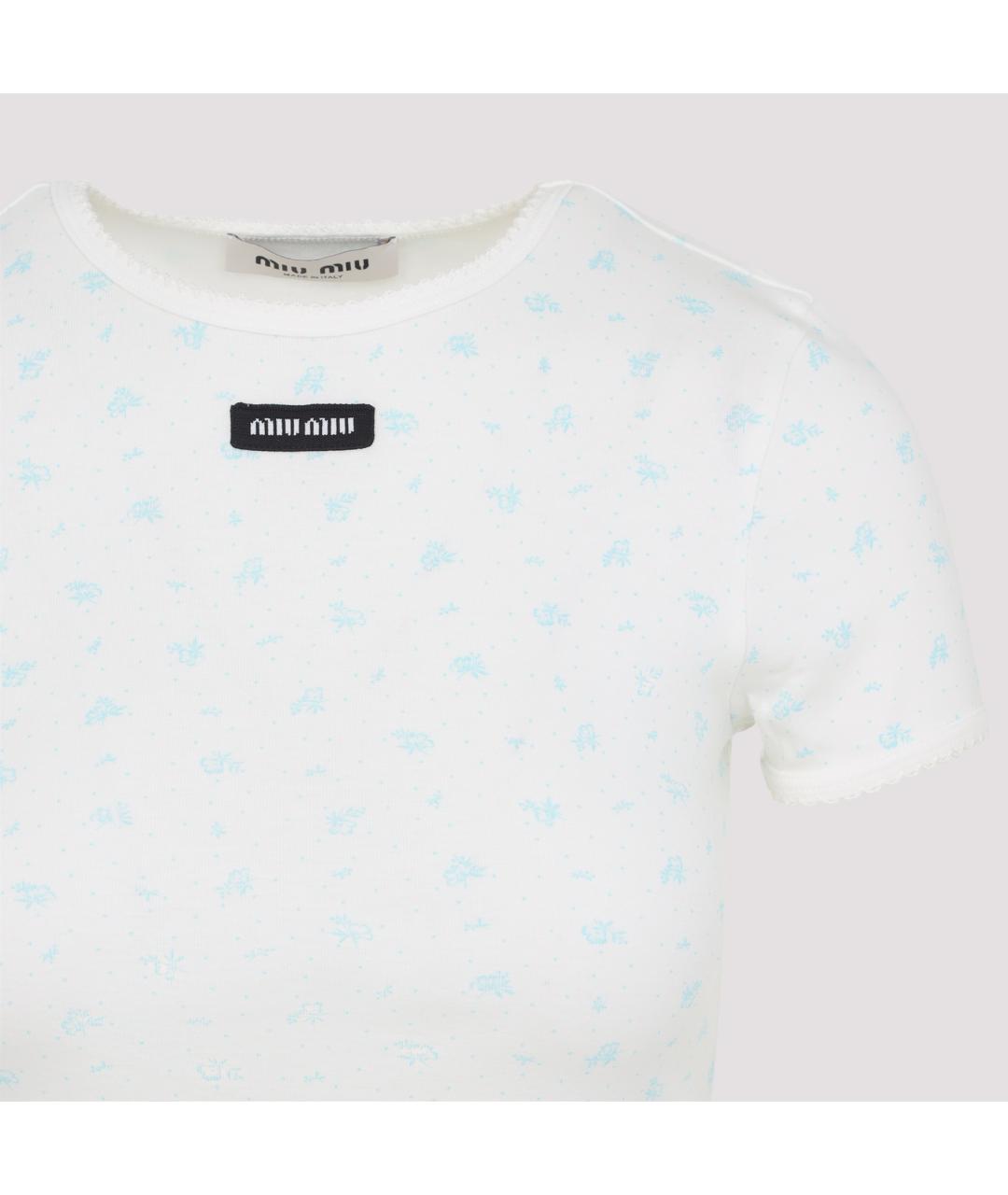 MIU MIU Белая хлопковая футболка, фото 3