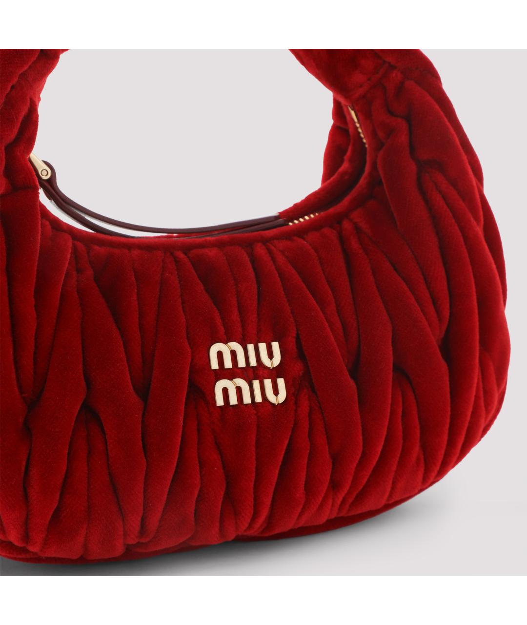 MIU MIU Красная кожаная сумка с короткими ручками, фото 3