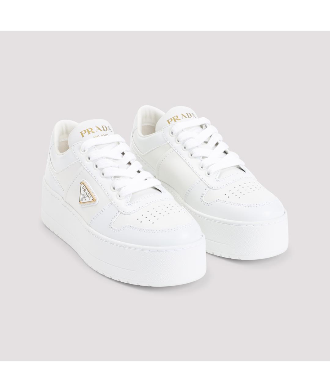 PRADA Белые кожаные кроссовки, фото 3