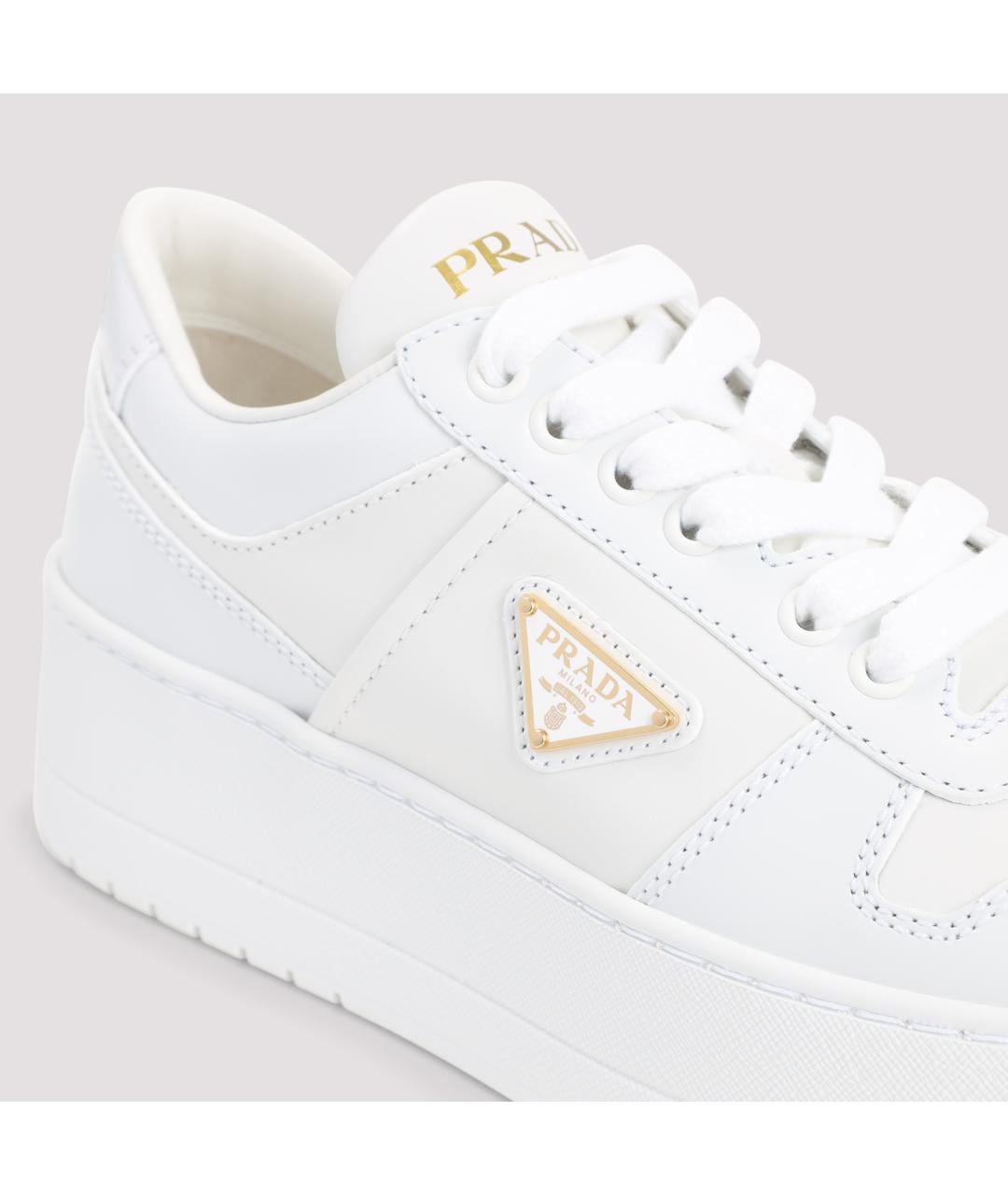 PRADA Белые кожаные кроссовки, фото 4