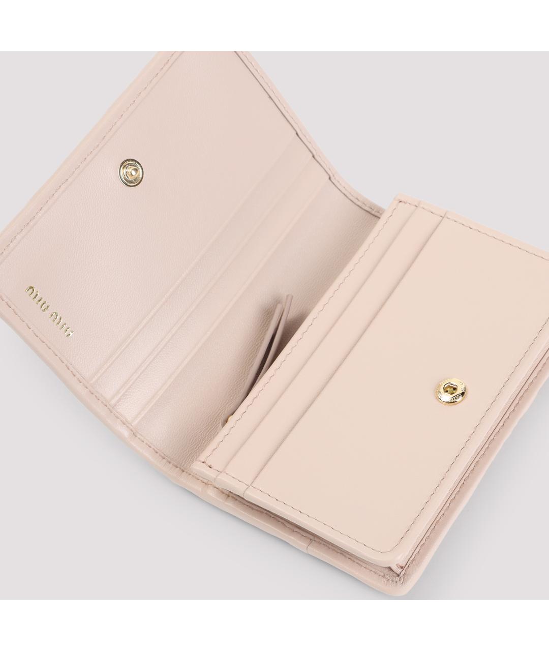 MIU MIU Розовый кожаный кошелек, фото 3