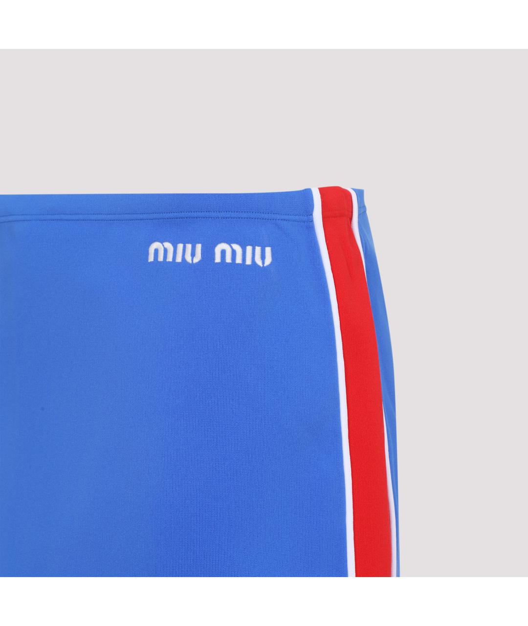 MIU MIU Синяя полиамидовая юбка мини, фото 5