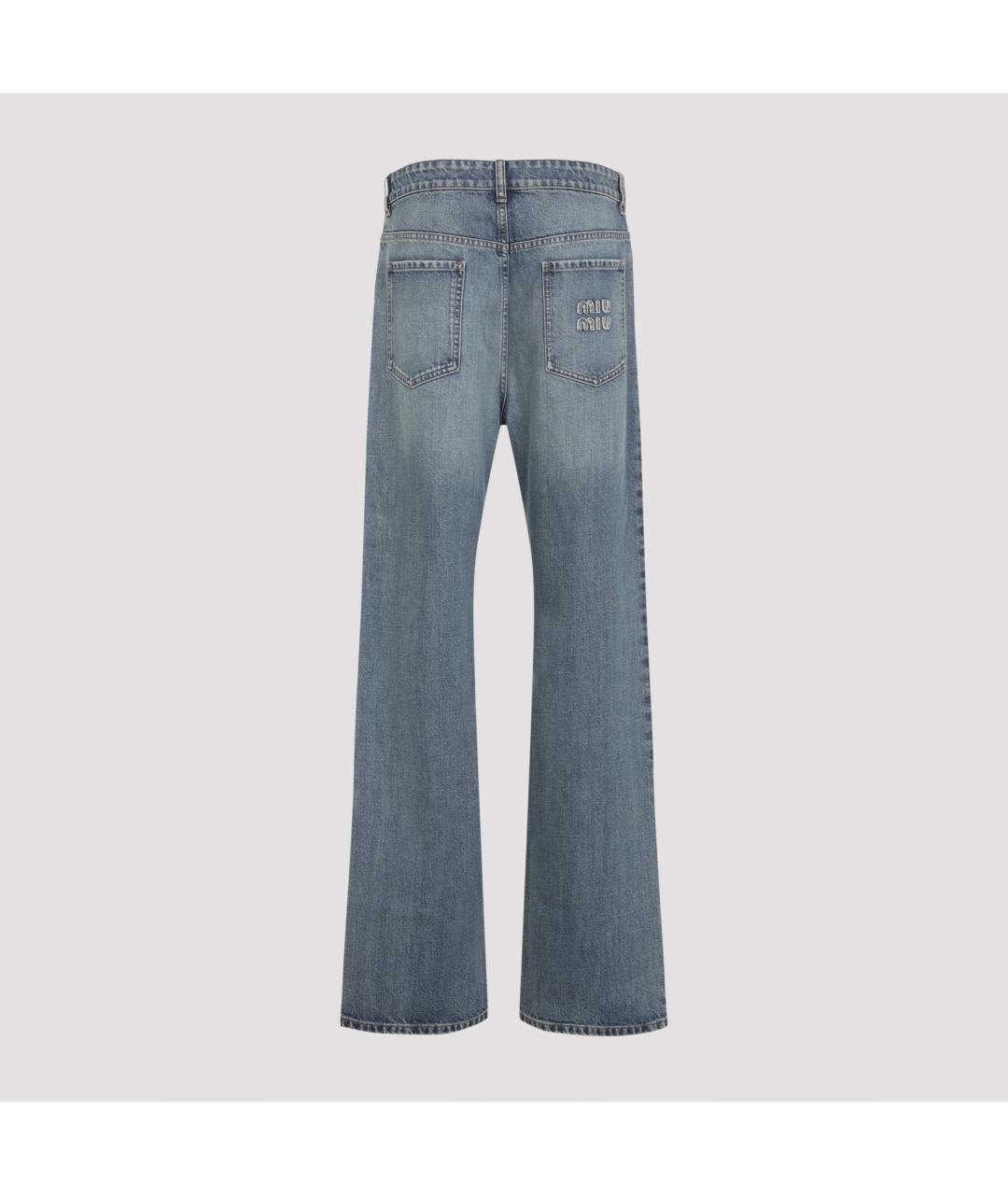 MIU MIU Синие хлопковые прямые джинсы, фото 2
