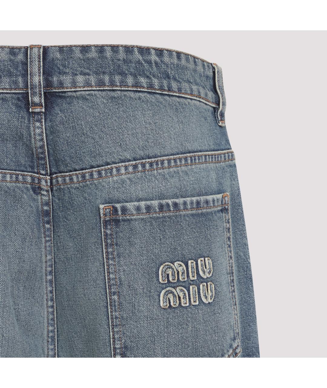 MIU MIU Синие хлопковые прямые джинсы, фото 3