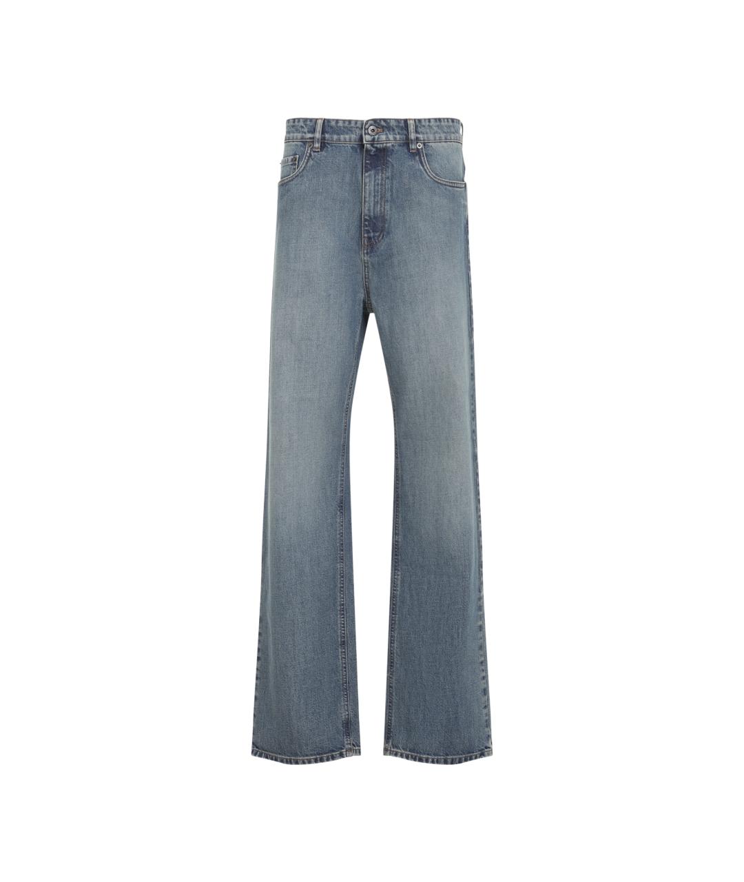 MIU MIU Синие хлопковые прямые джинсы, фото 1