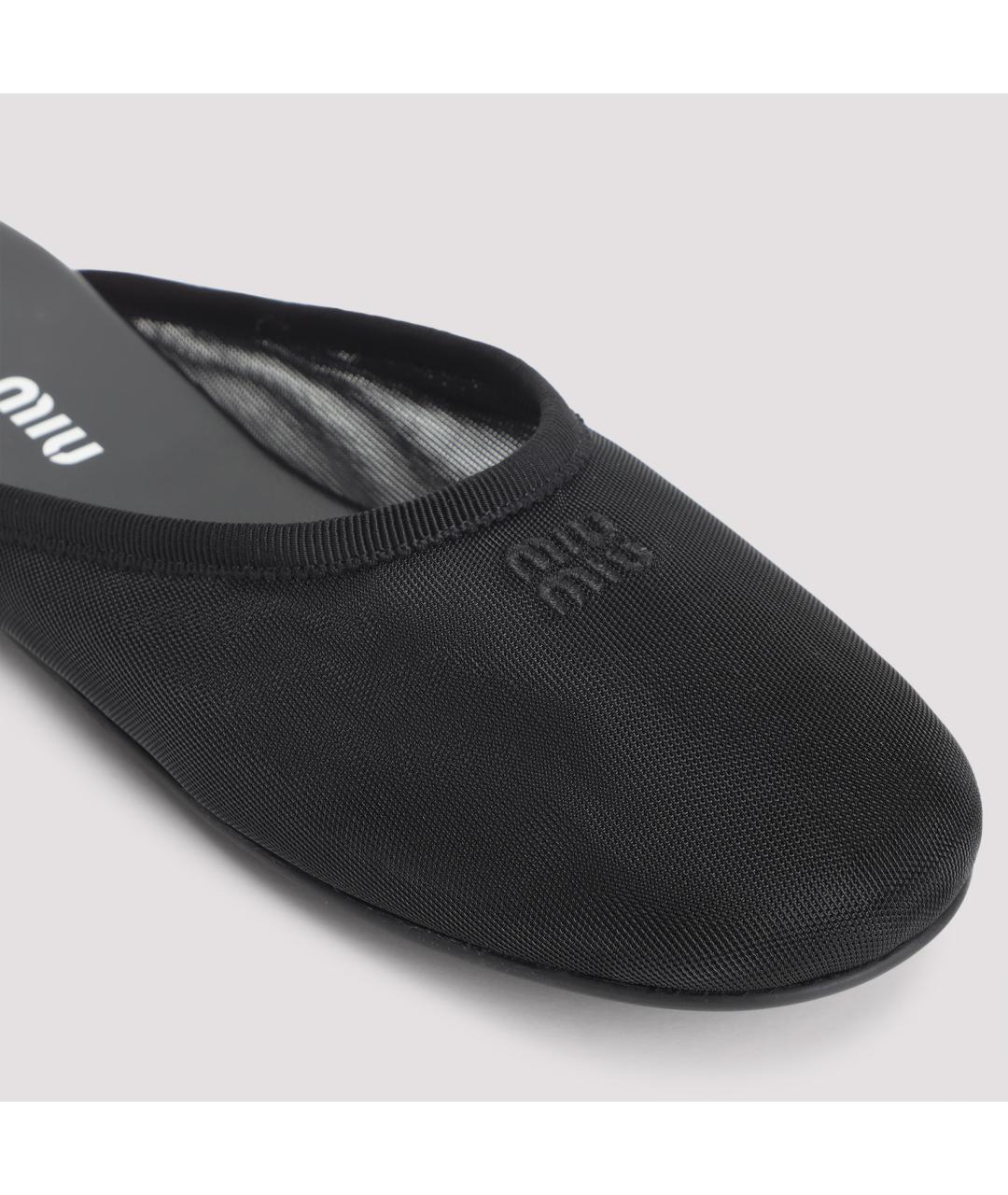 MIU MIU Черные синтетические мюли, фото 4