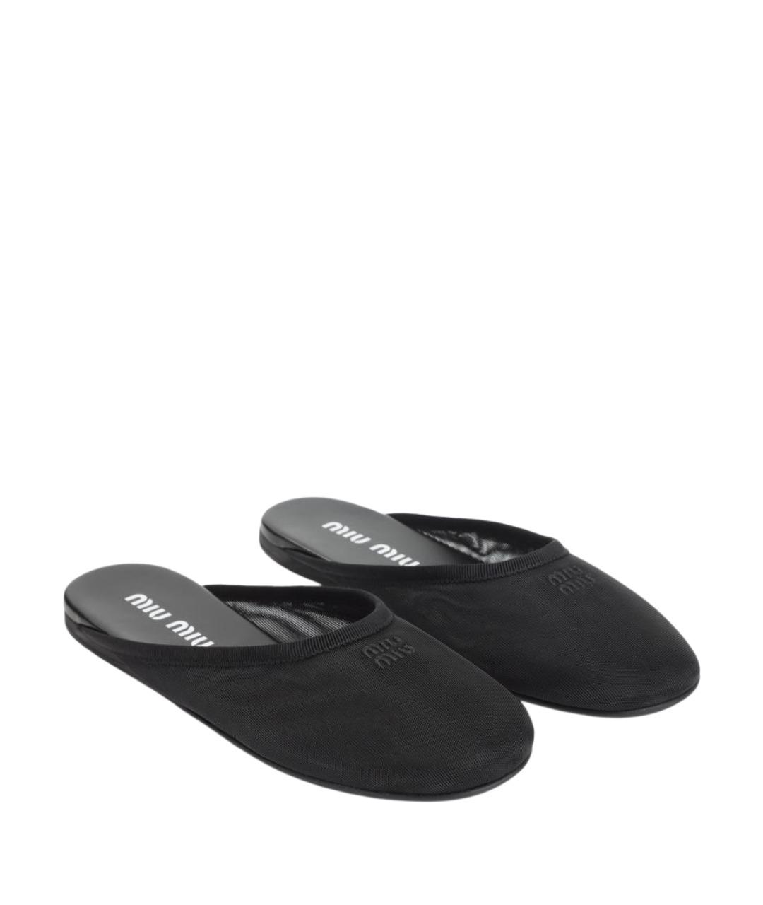 MIU MIU Черные синтетические мюли, фото 3
