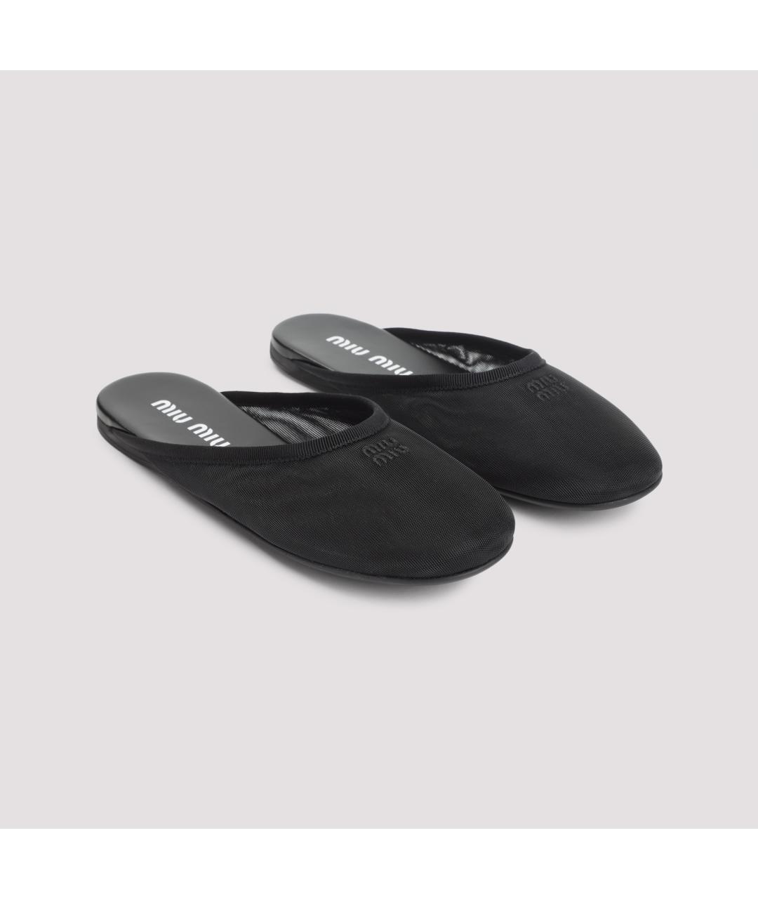 MIU MIU Черные синтетические мюли, фото 3