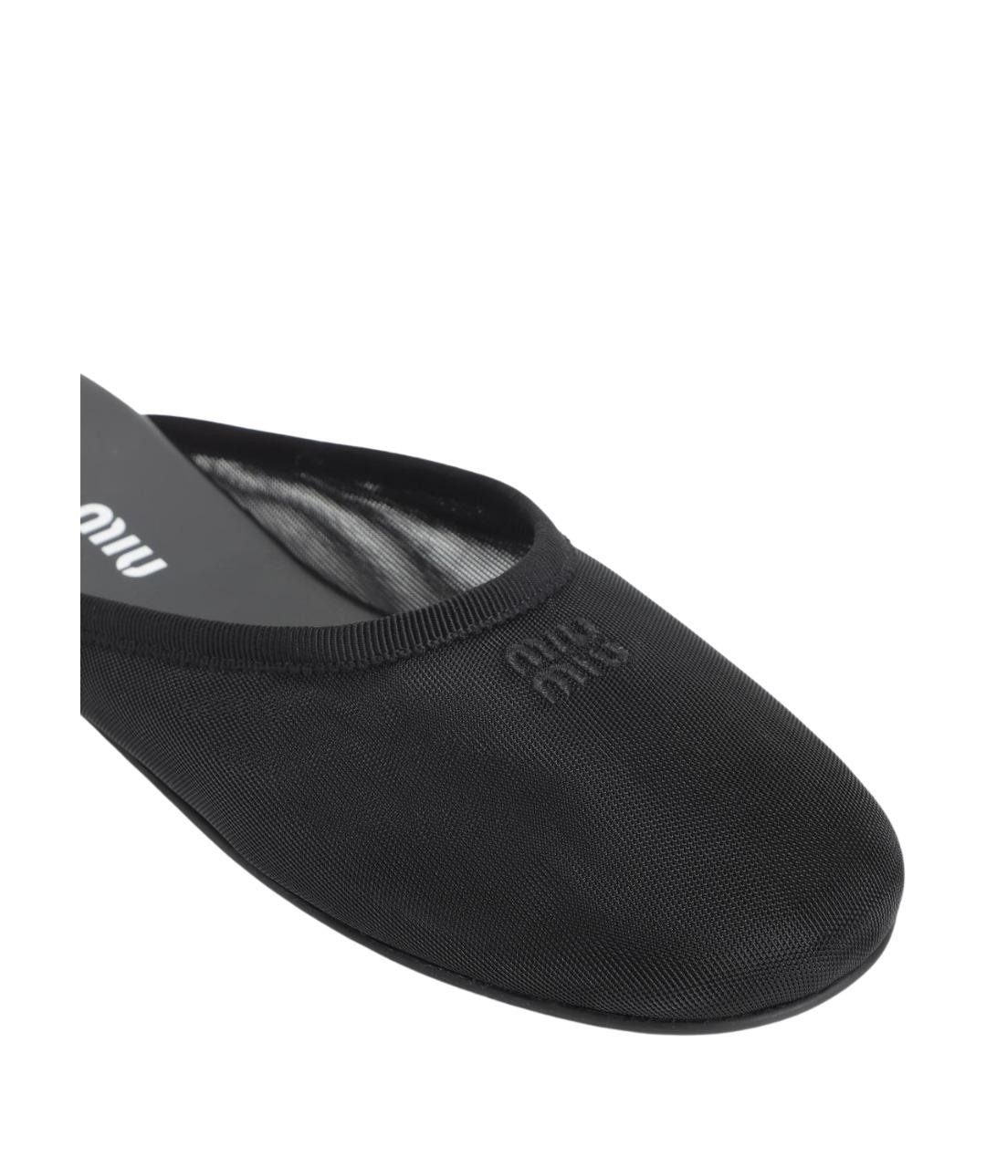 MIU MIU Черные синтетические мюли, фото 4