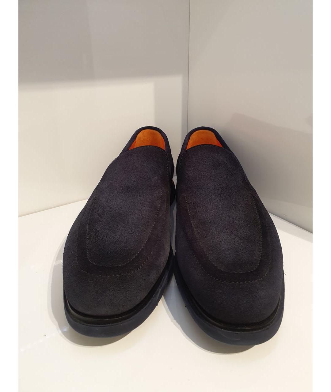 SANTONI Темно-синие замшевые лоферы, фото 2