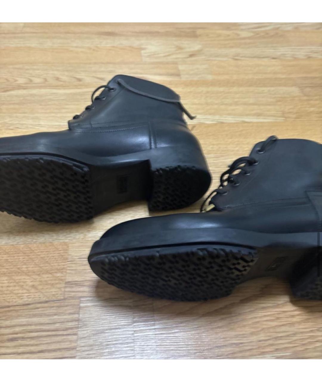 HERMES Черные кожаные ботинки, фото 4
