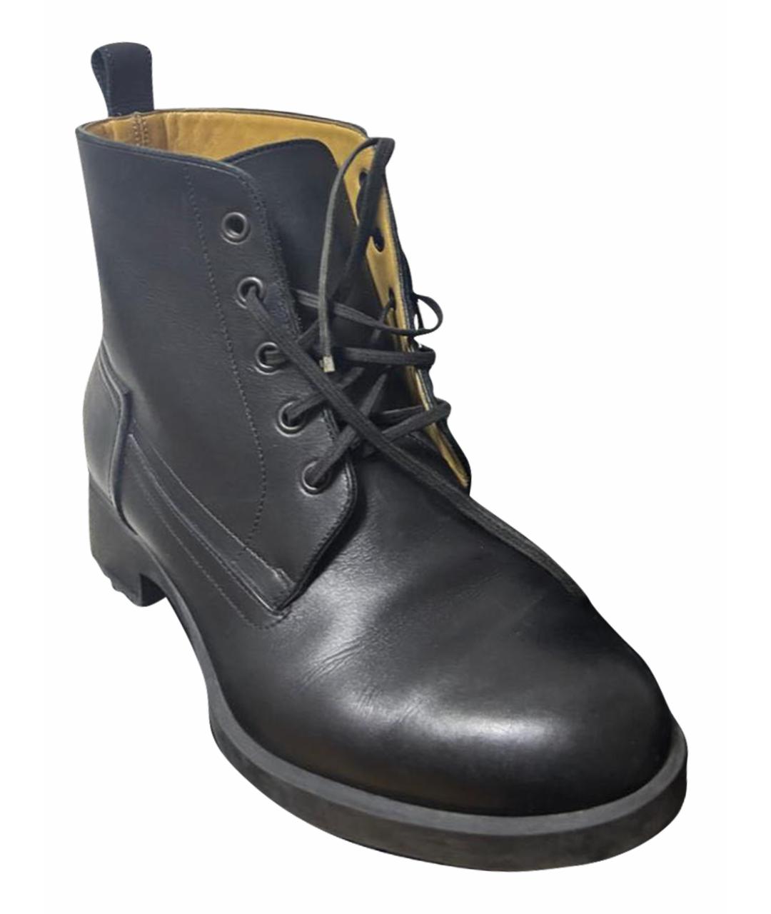 HERMES Черные кожаные ботинки, фото 1