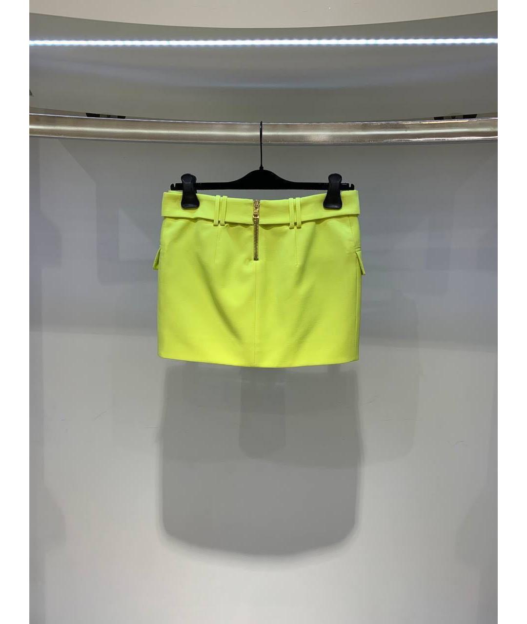 BALMAIN Салатовая шерстяная юбка мини, фото 2