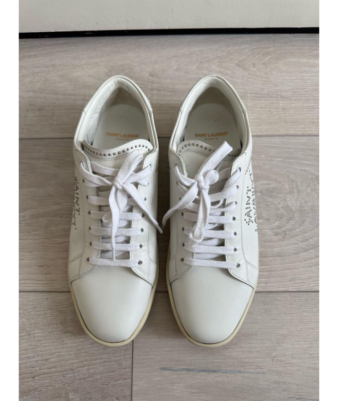 SAINT LAURENT Белые кожаные кеды, фото 3