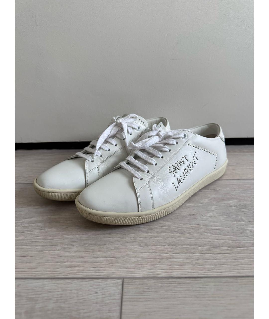 SAINT LAURENT Белые кожаные кеды, фото 2