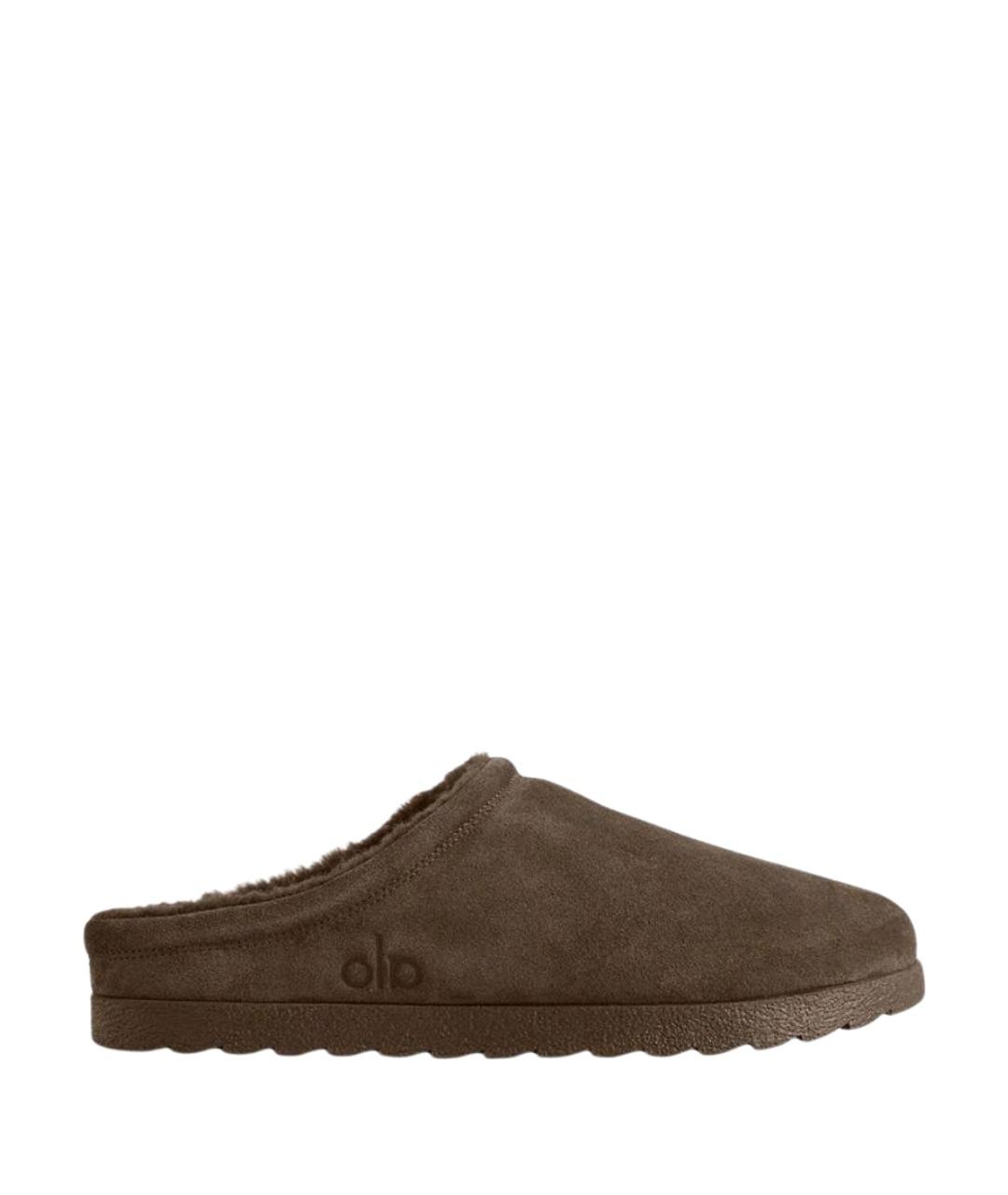 ALO YOGA Хаки замшевые шлепанцы, фото 1