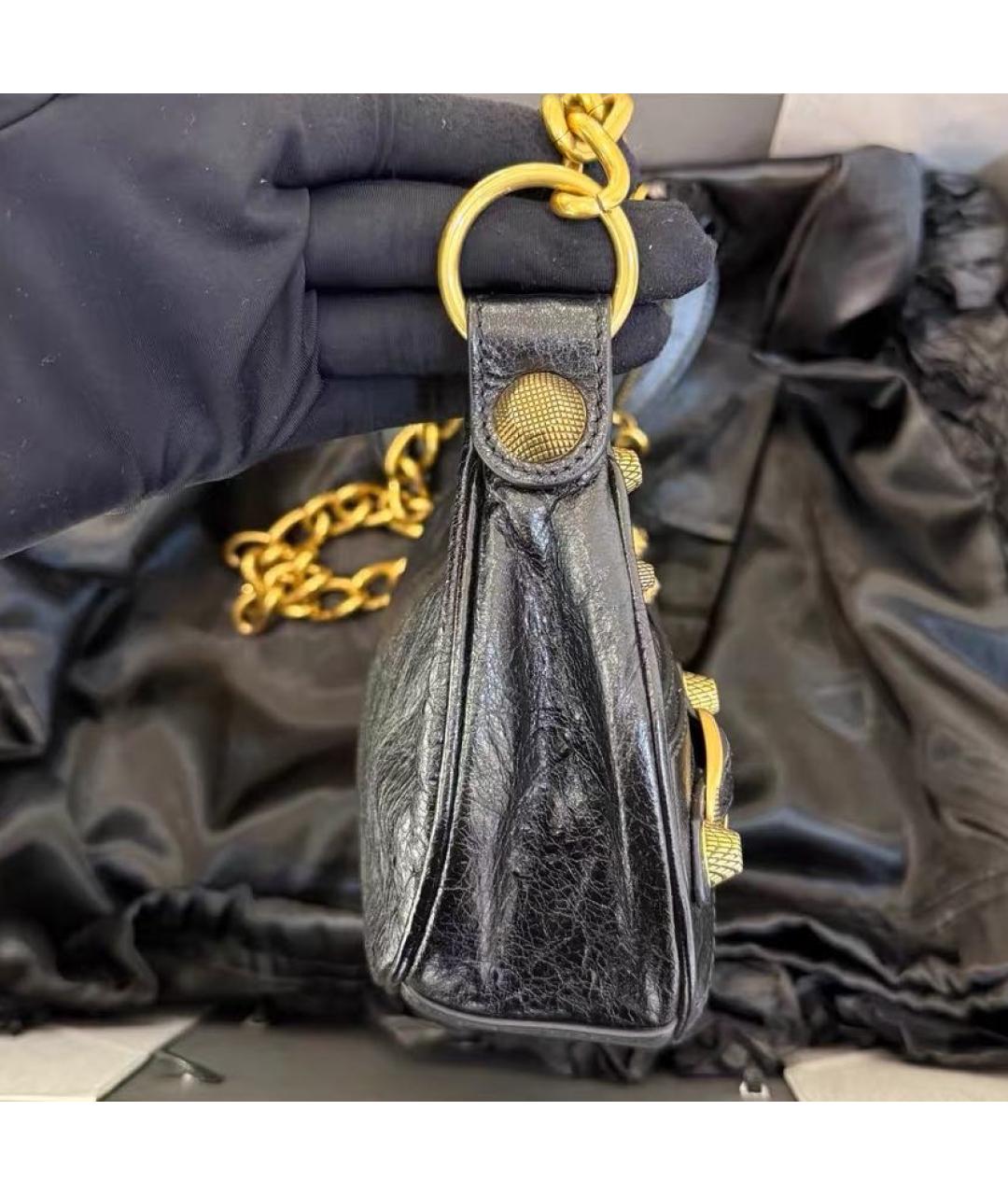 BALENCIAGA Черная кожаная сумка через плечо, фото 4