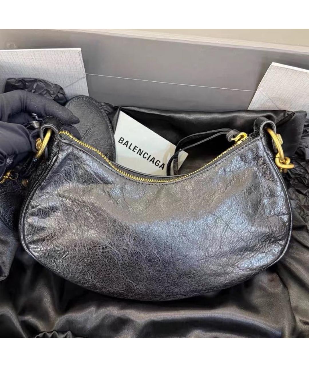 BALENCIAGA Черная кожаная сумка через плечо, фото 3