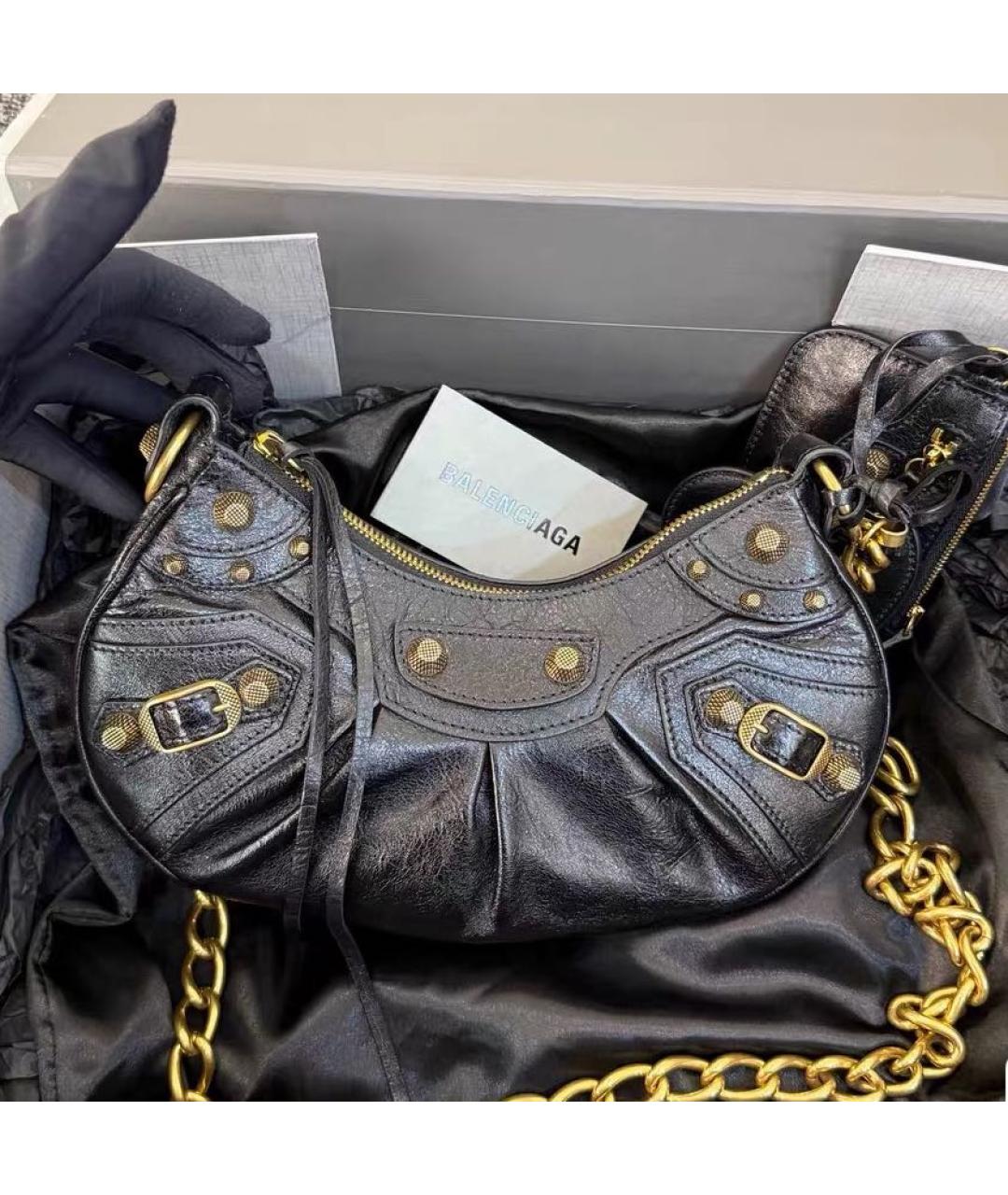 BALENCIAGA Черная кожаная сумка через плечо, фото 8