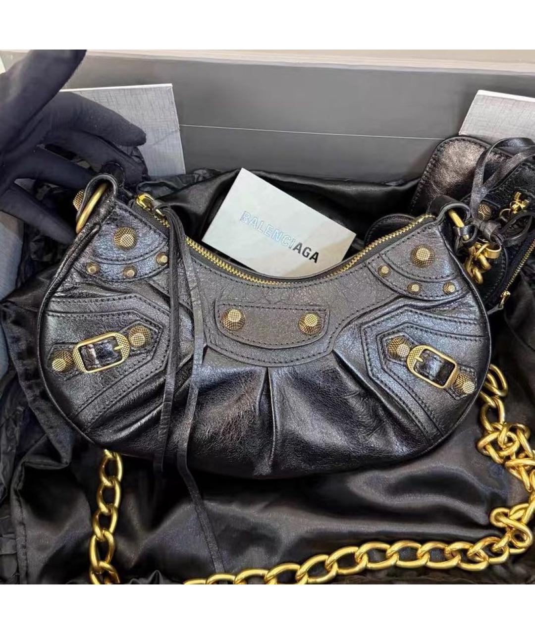 BALENCIAGA Черная кожаная сумка через плечо, фото 2