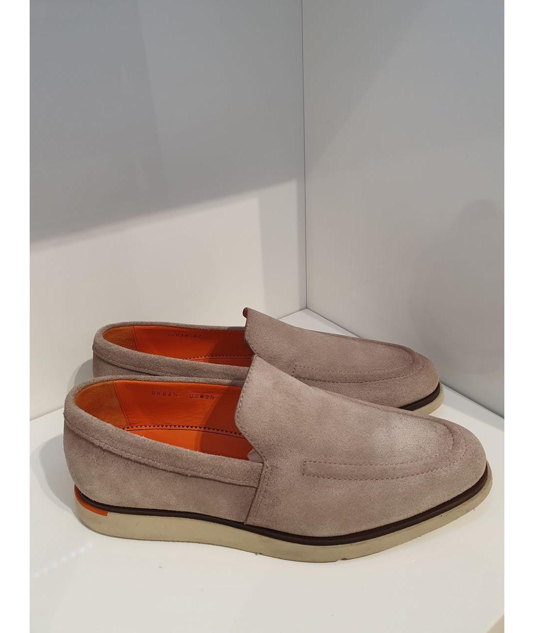 SANTONI Бежевые замшевые лоферы, фото 3