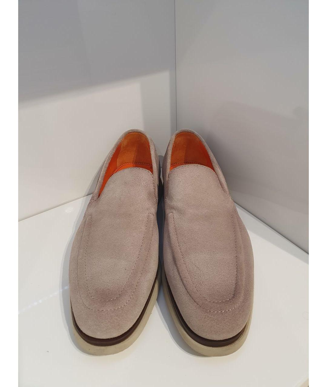SANTONI Бежевые замшевые лоферы, фото 2