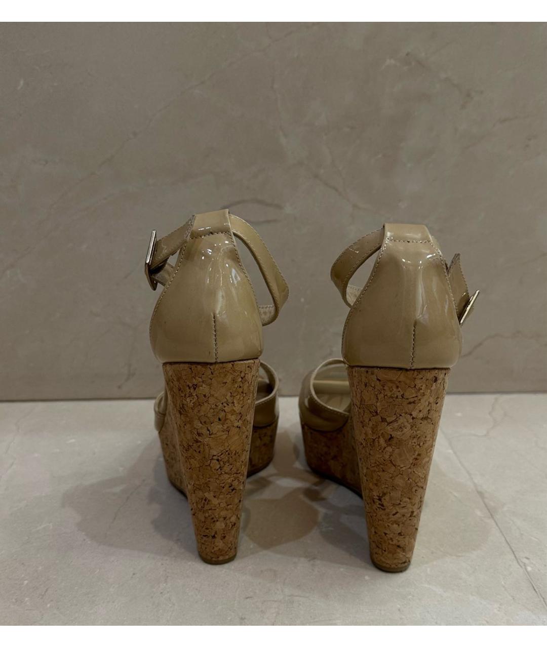JIMMY CHOO Бежевые кожаные босоножки, фото 4