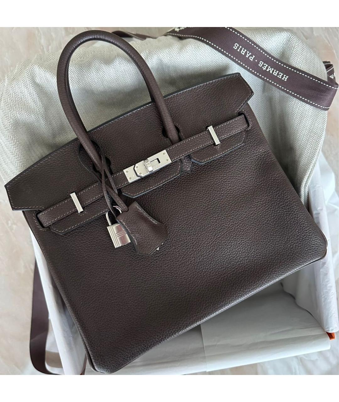 HERMES Черная кожаная сумка с короткими ручками, фото 3