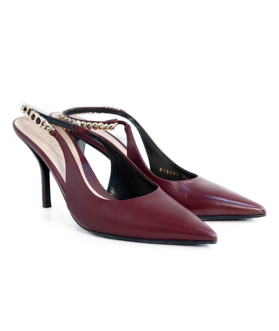 GUCCI Бордовые кожаные туфли, фото 2