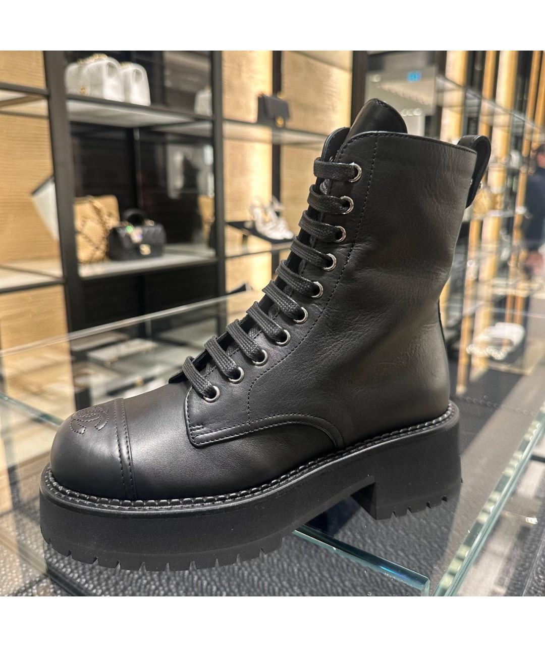 CHANEL Черные кожаные ботинки, фото 4