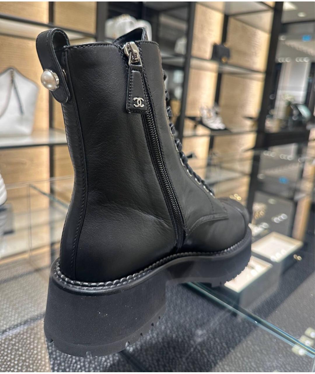 CHANEL Черные кожаные ботинки, фото 2