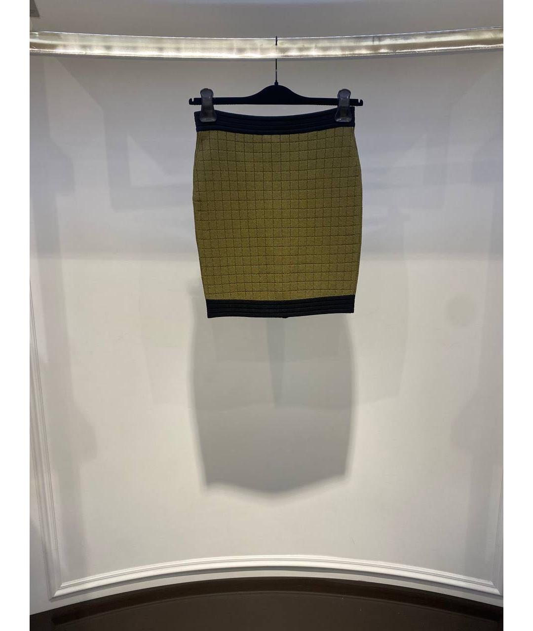 BALMAIN Хаки шерстяная юбка мини, фото 2