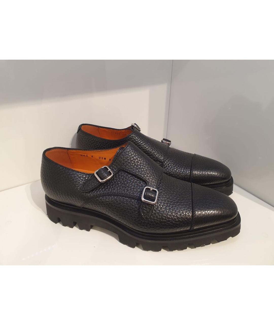 SANTONI Черные кожаные туфли, фото 3