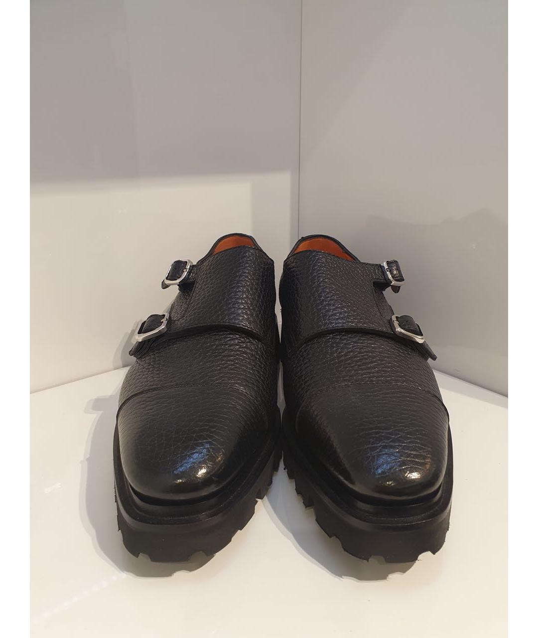 SANTONI Черные кожаные туфли, фото 2