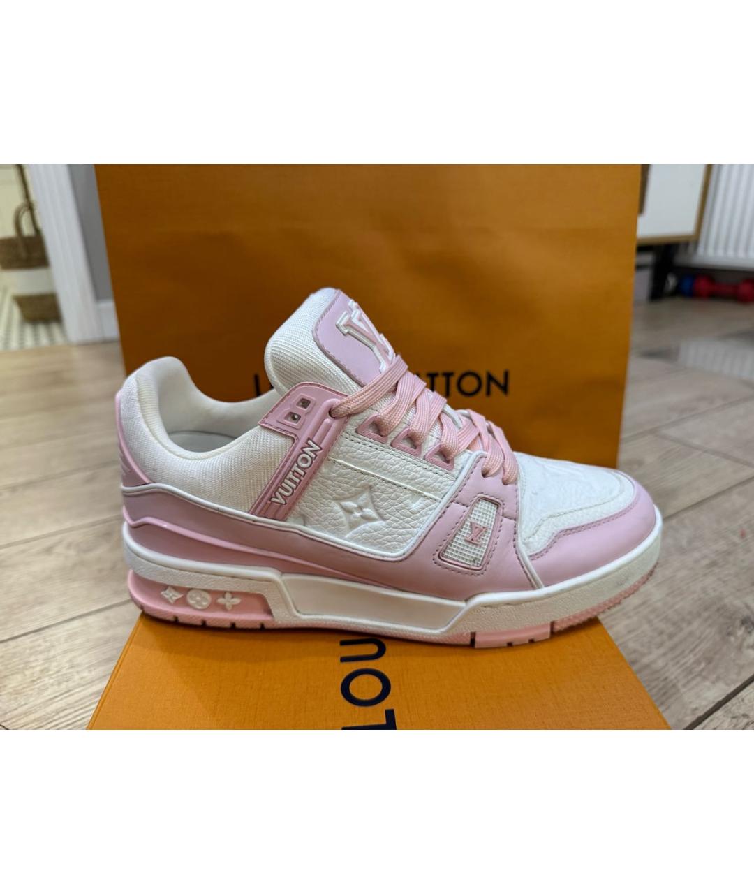 LOUIS VUITTON Розовые кожаные кеды, фото 6