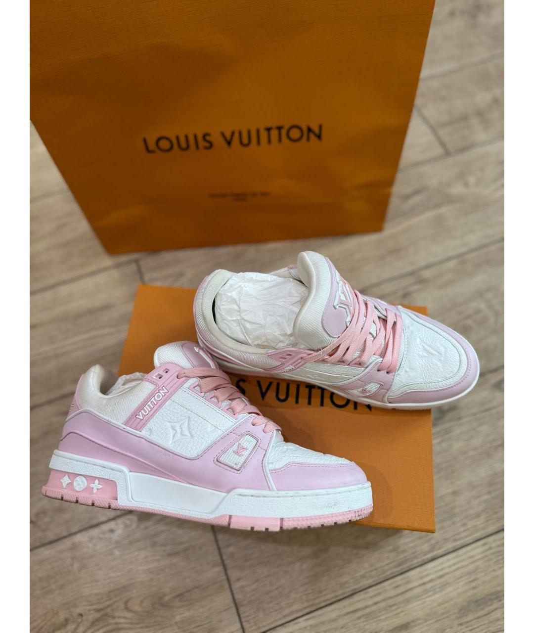 LOUIS VUITTON Розовые кожаные кеды, фото 9