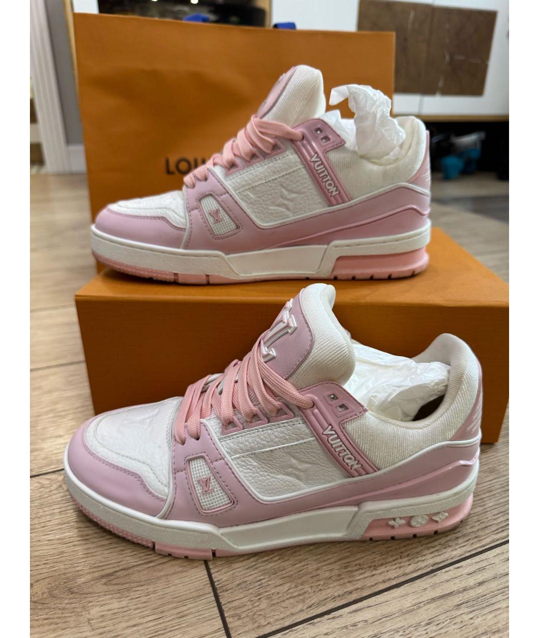 LOUIS VUITTON Розовые кожаные кеды, фото 3