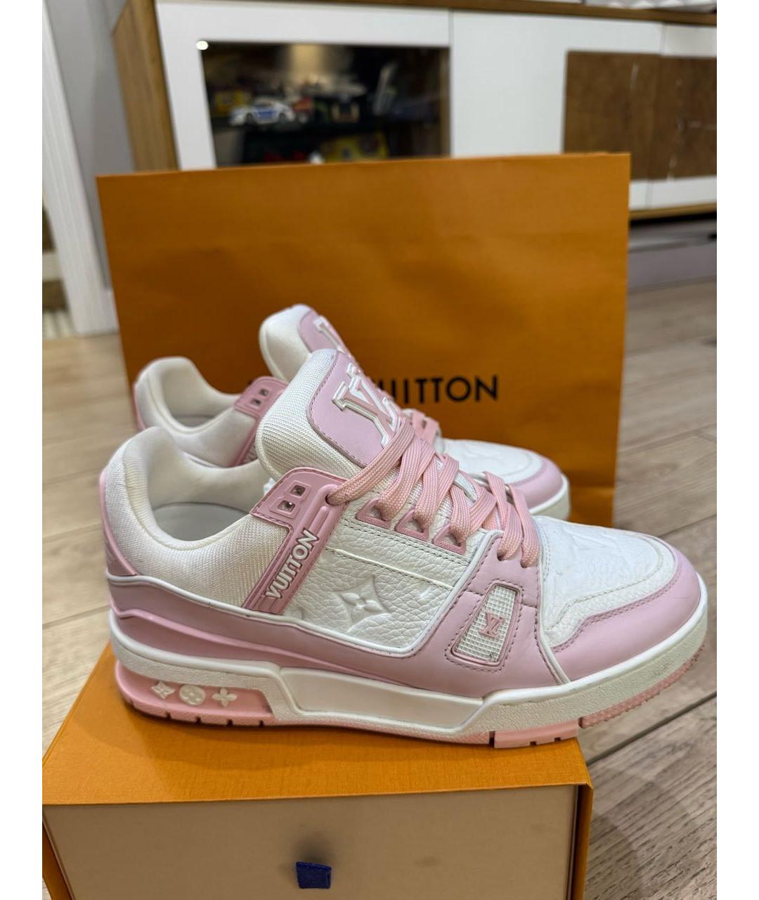 LOUIS VUITTON Розовые кожаные кеды, фото 8