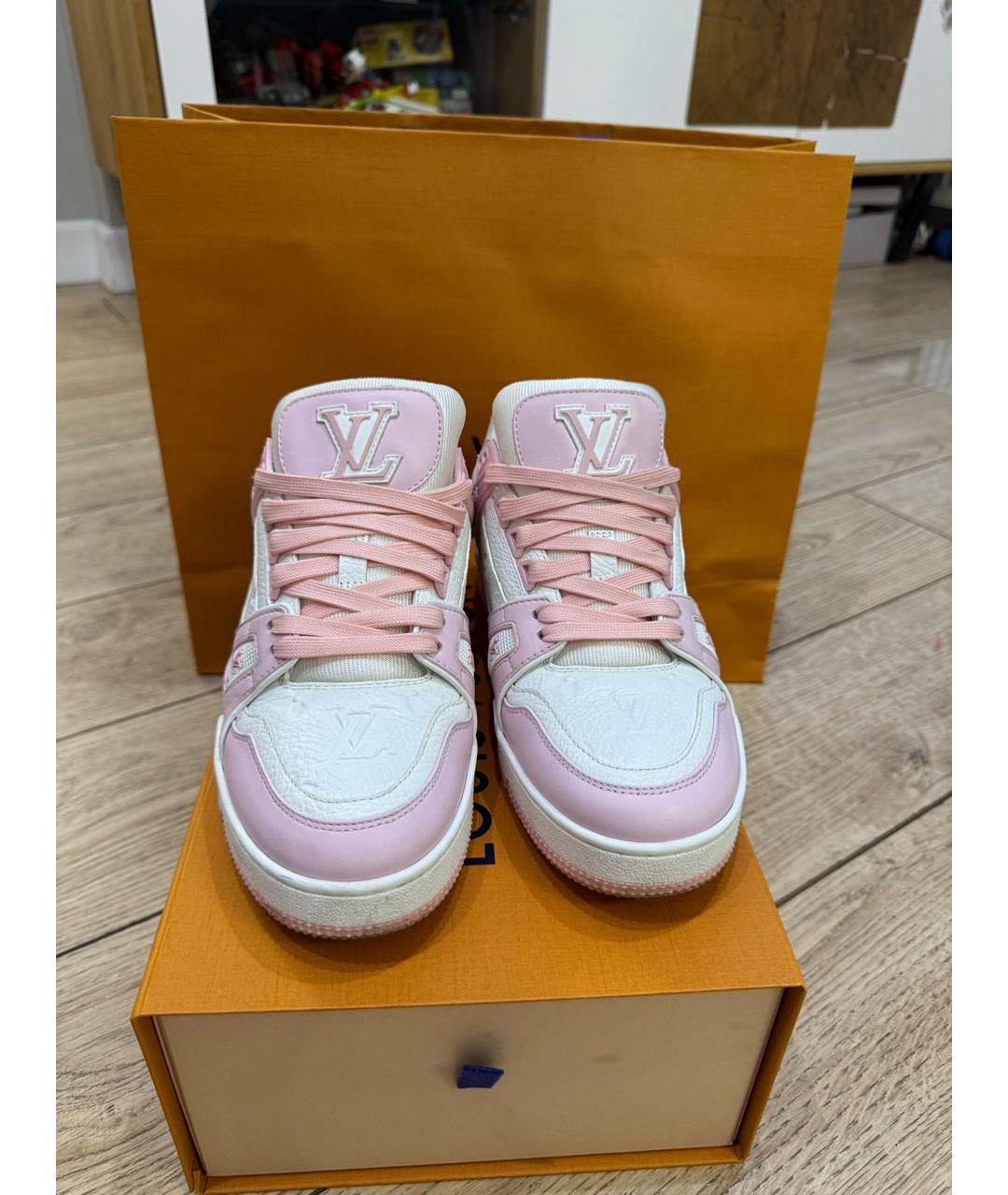 LOUIS VUITTON Розовые кожаные кеды, фото 7