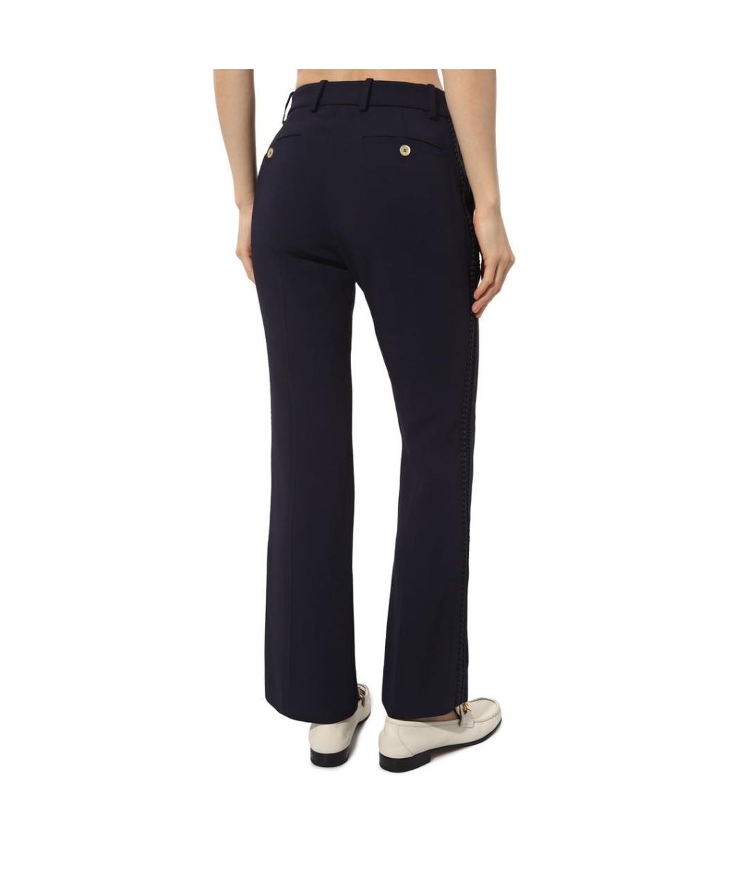 GUCCI Темно-синие вискозные брюки широкие, фото 2