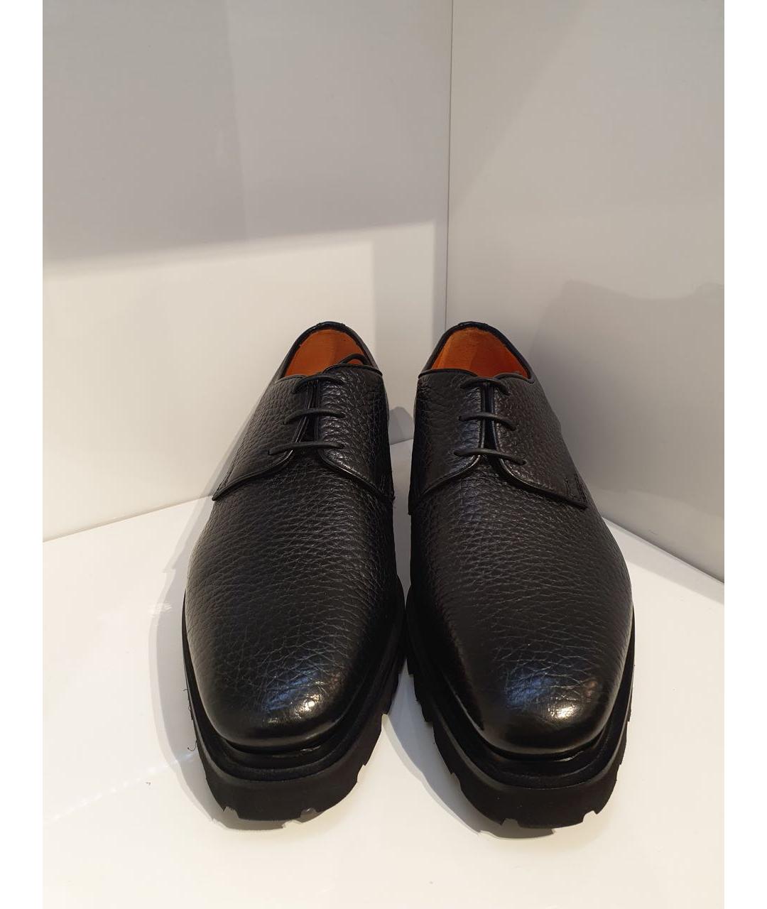 SANTONI Черные кожаные туфли, фото 2