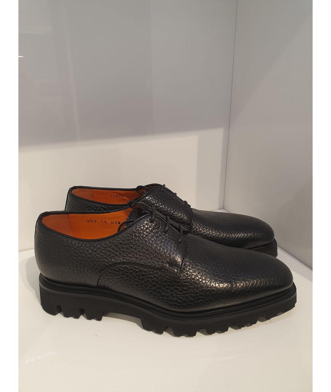 SANTONI Черные кожаные туфли, фото 3