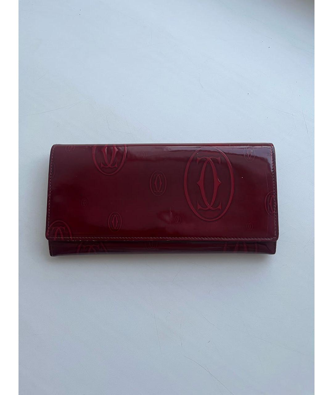 CARTIER Бордовый кошелек из лакированной кожи, фото 8