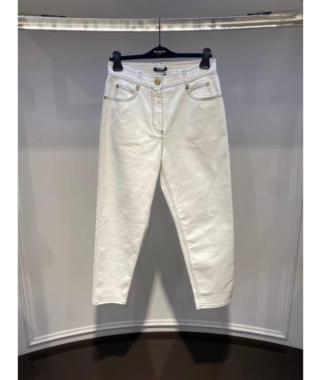 BALMAIN Белые хлопковые джинсы слим, фото 3