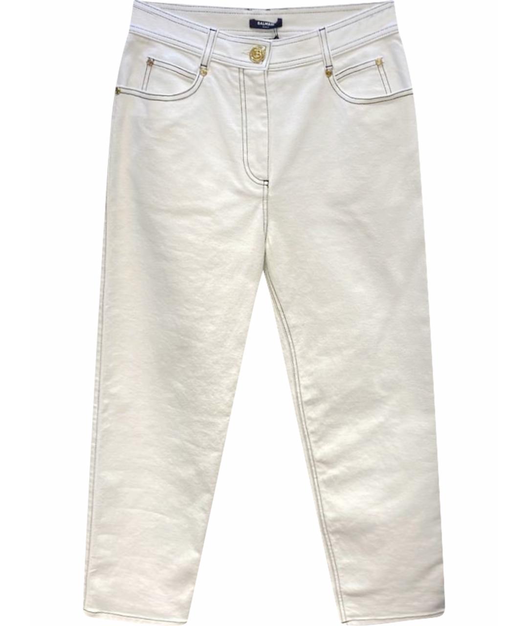 BALMAIN Белые хлопковые джинсы слим, фото 1
