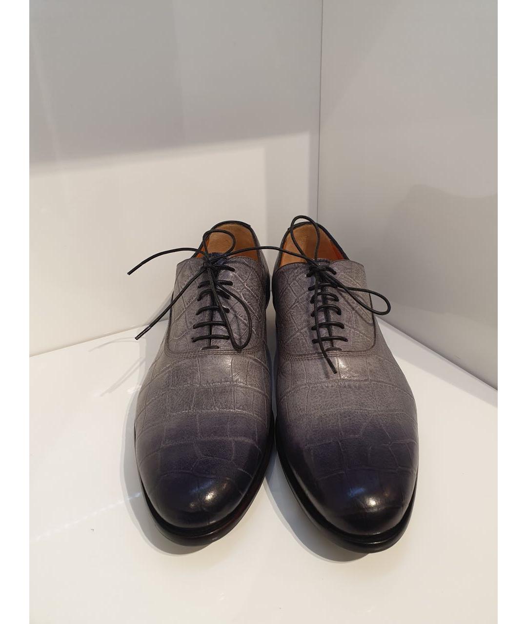 SANTONI Серые кожаные туфли, фото 2